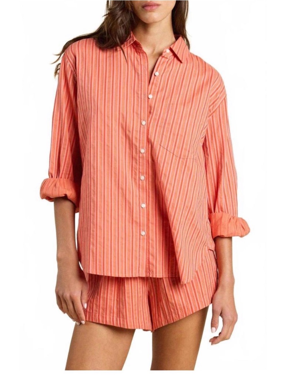 TROVATA blake oversized shirt in terracotta